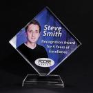 Full-Color Lead Crystal Diamond Award with Base - 4 3/8" x 4 1/4"