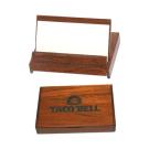 Flip-Top Rosewood Colored Business Card Holder